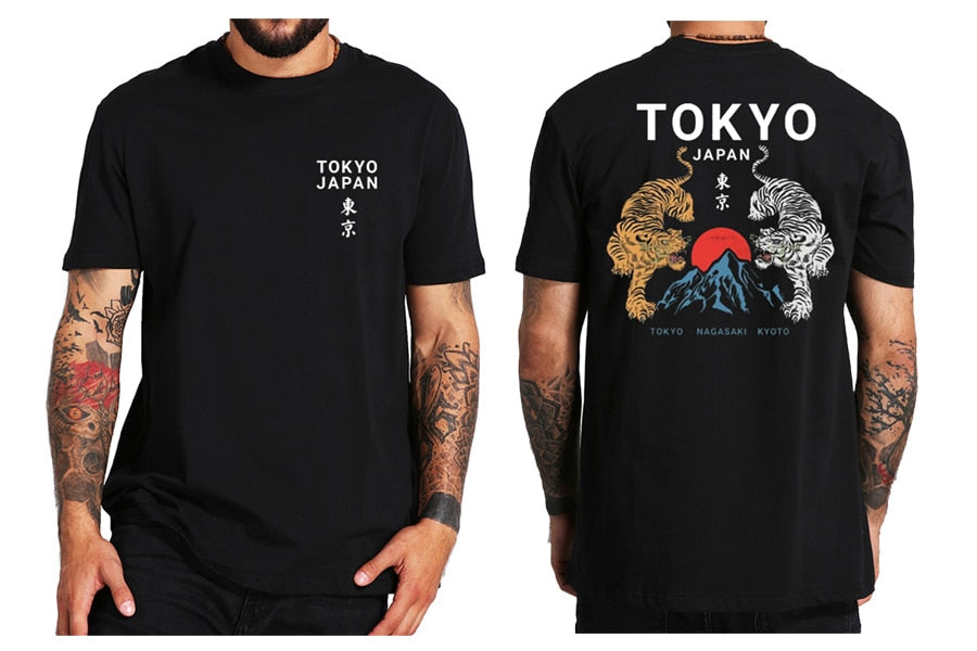 Mens black t-shirt, Clashing Tigers, Japan Tokyo